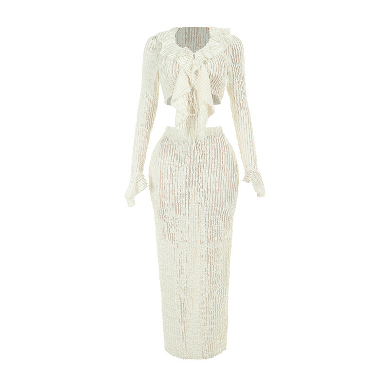 Robe maxi en tricot pour femme avec des détails découpés Chic und Stil
