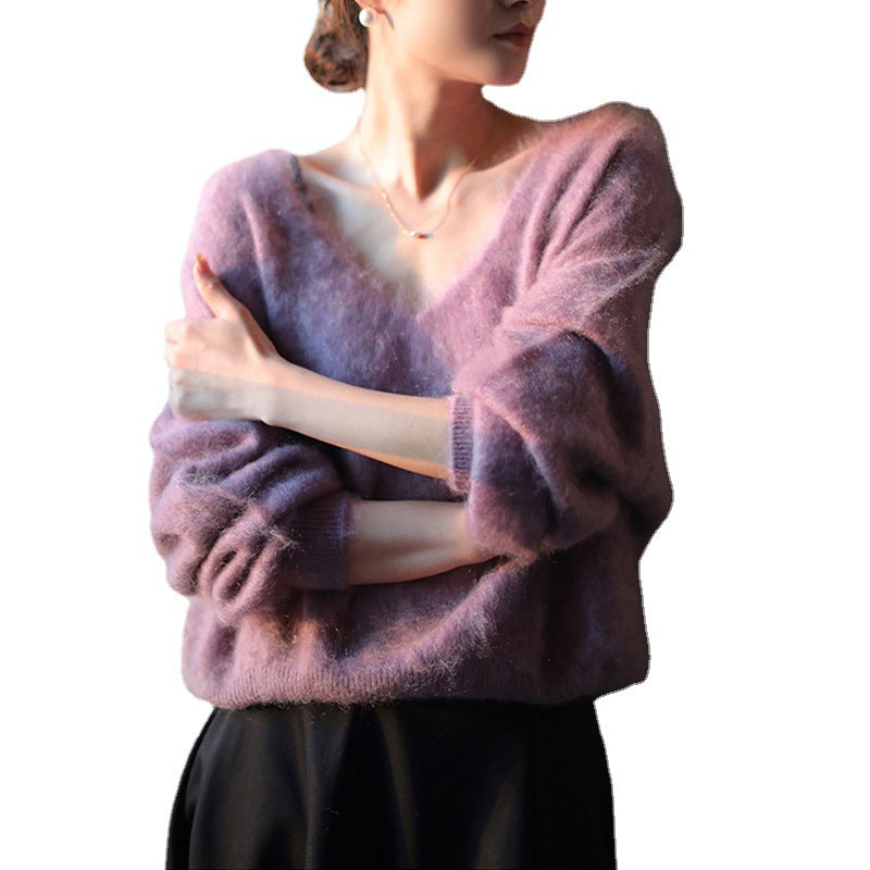 Pull en tricot surdimensionné à col en V pour femmes Chic und Stil