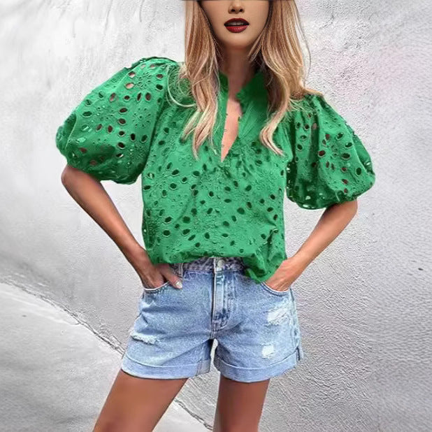Blouse à manches bouffantes œillets pour femmes Chic und Stil