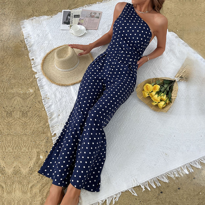 Robe maxi à pois asymétrique pour femmes Chic und Stil