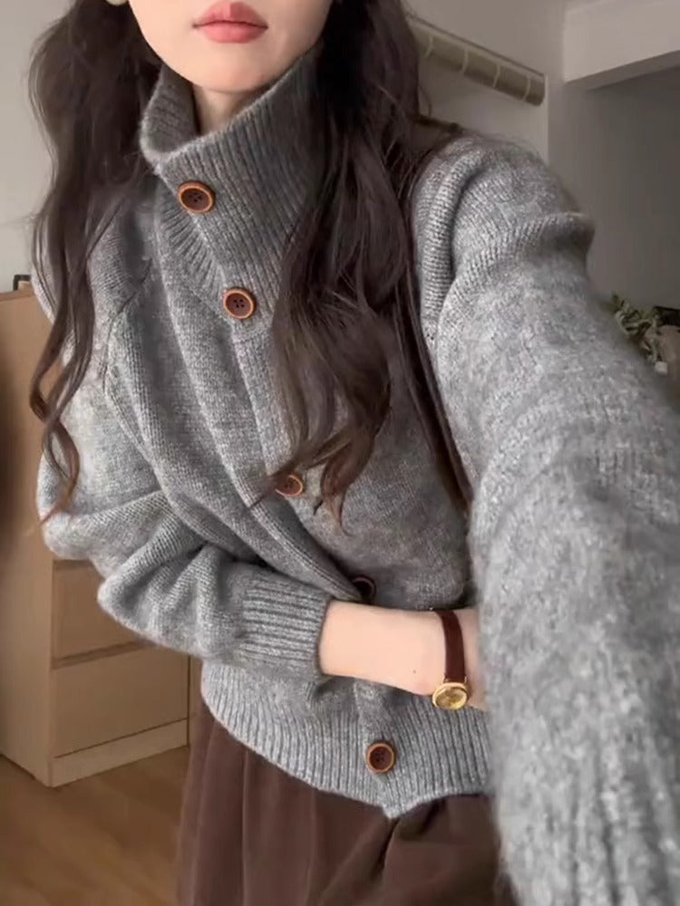 Fashion knit cardigan for women with button details and relaxed fit Chic and Style