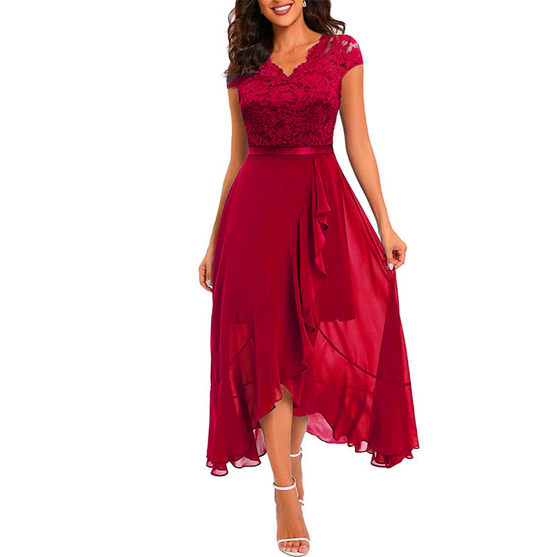 Robe de soirée à volants en dentelle pour femmes Chic und Stil