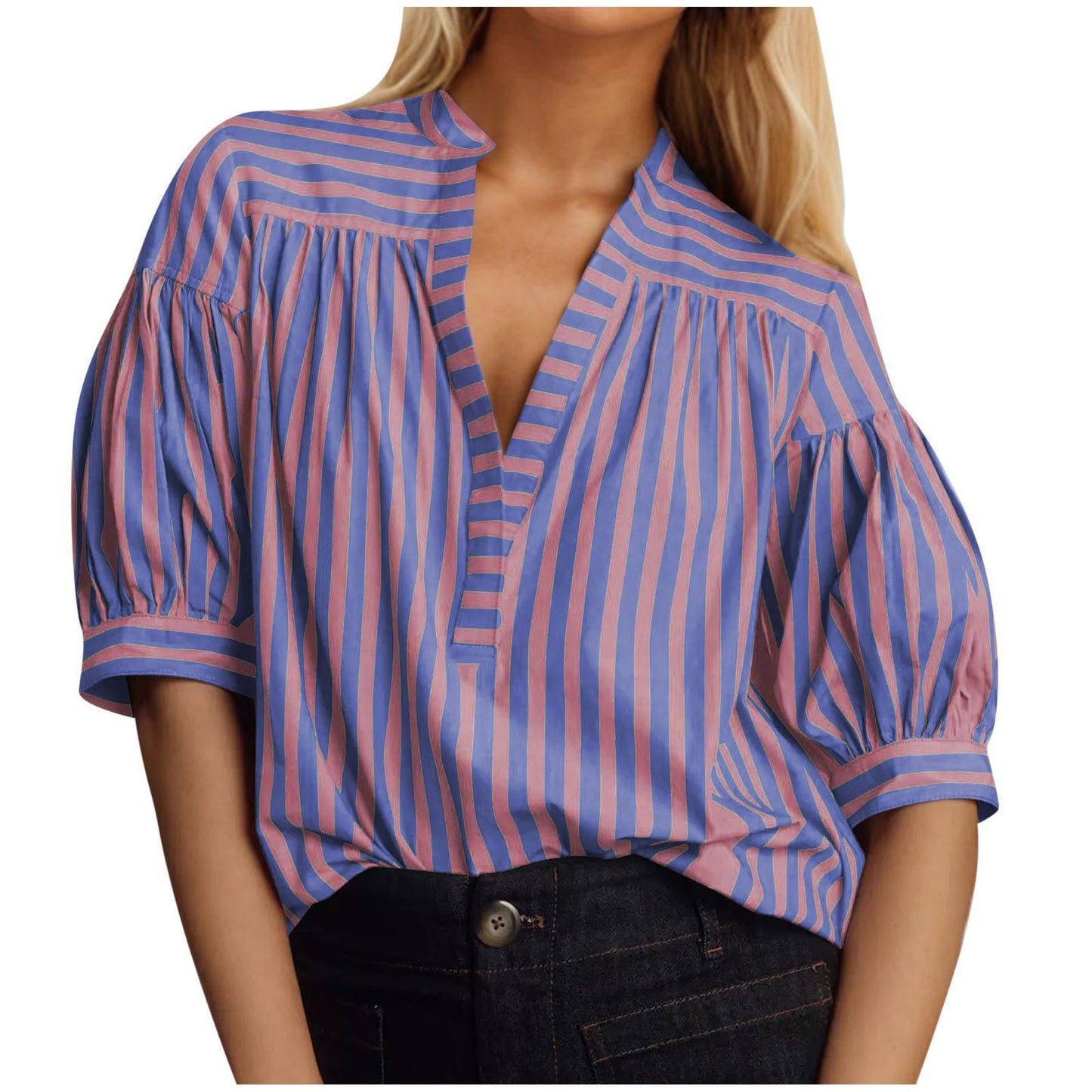 Chemisier pour femmes avec manches bouffantes et motif rayé Chic und Stil