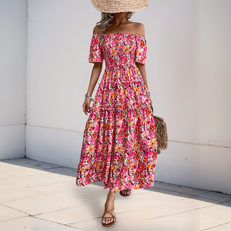 Robe maxi off-shoulder pour dames avec design de volants en couches Chic und Stil
