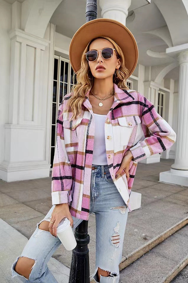 Dames Chemise en flanelle à carreaux avec boutonnière et poches Chic und Stil