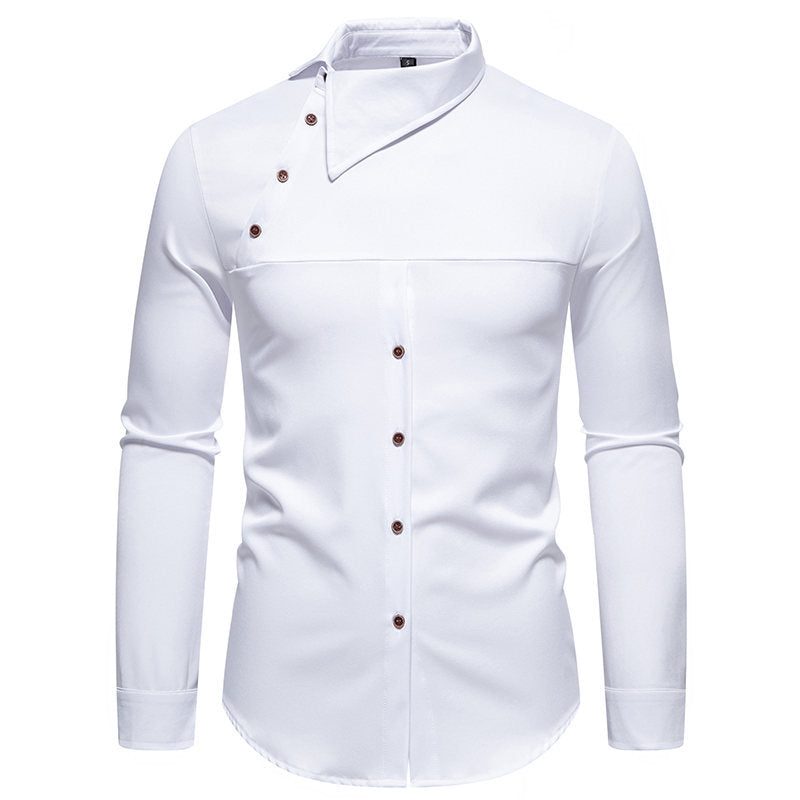 Chemise à manches longues pour hommes avec col innovant et design asymétrique Chic und Stil