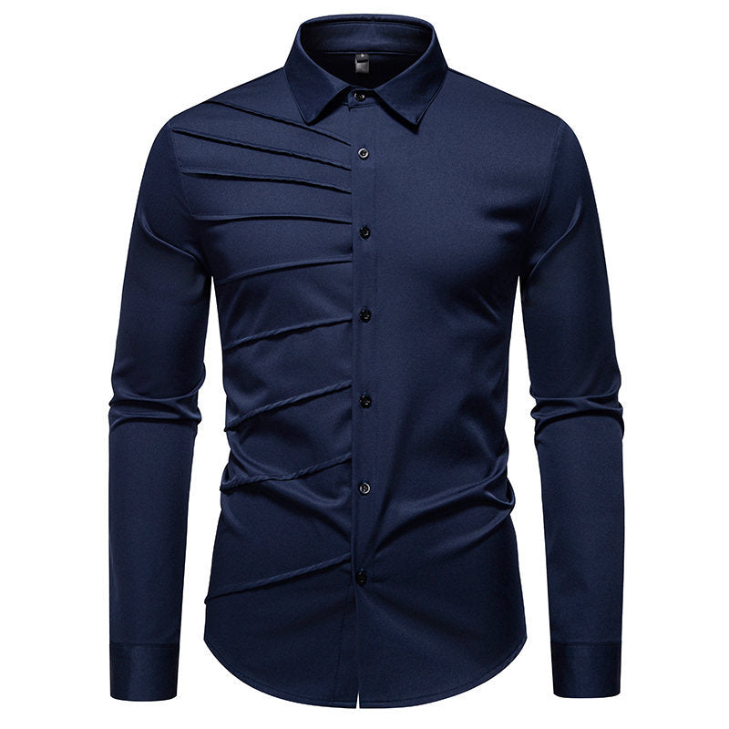 Chemise à manches longues pour homme avec design côtelé à la mode Chic und Stil