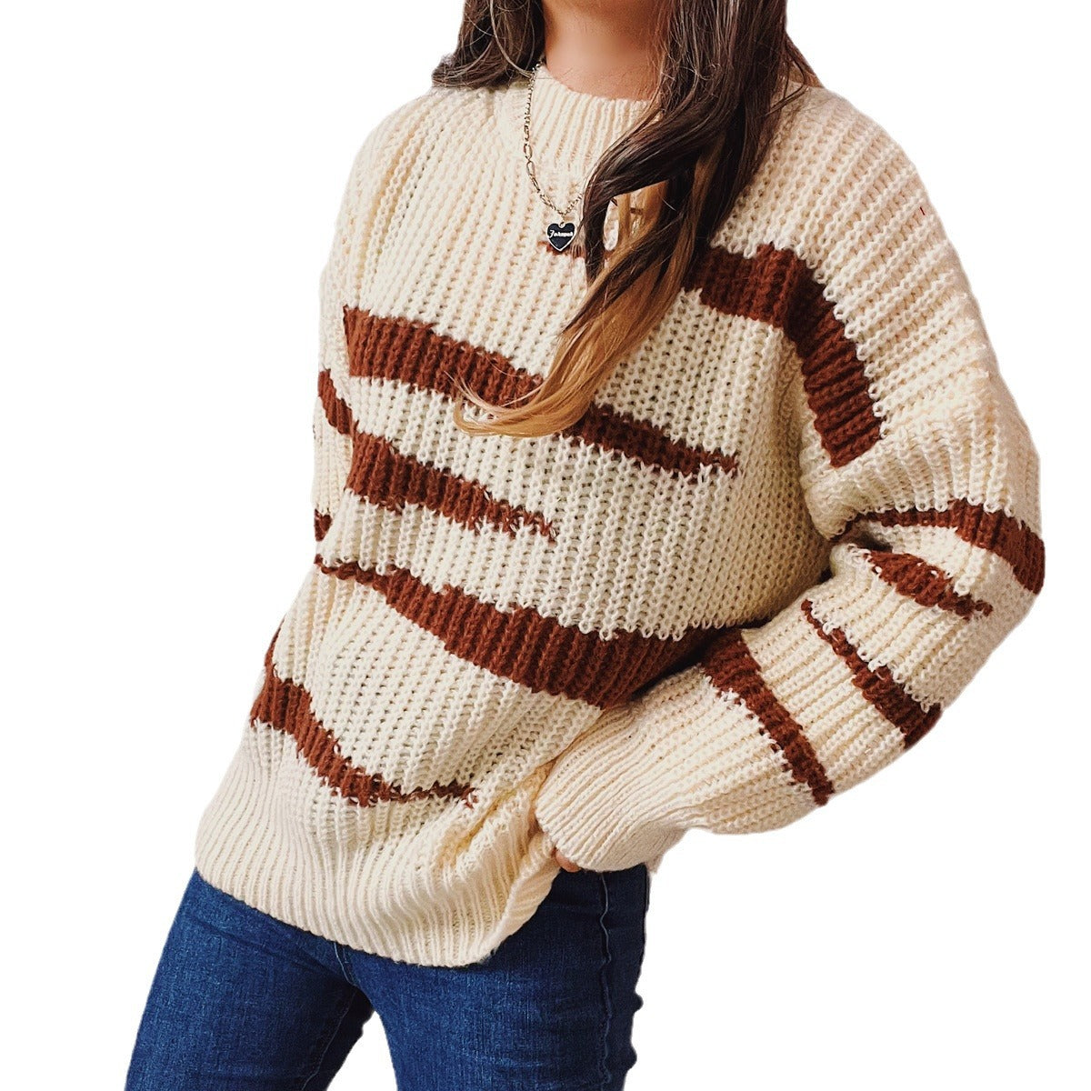 Pull en grosse maille pour femmes avec un motif luxueux et une coupe ajustée Chic und Stil