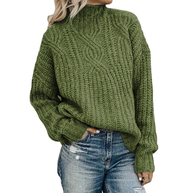 Pull en tricot épais pour femmes avec col montant et motif en torsades Chic und Stil