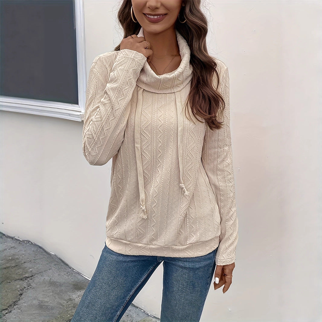 Pull femme à col bénitier avec détail de motif texturé et manches longues Chic und Stil