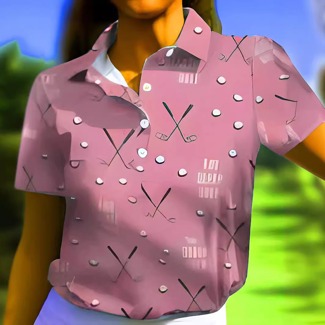 T-shirt polo pour dames avec un motif de golf moderne et une coupe confortable Chic und Stil
