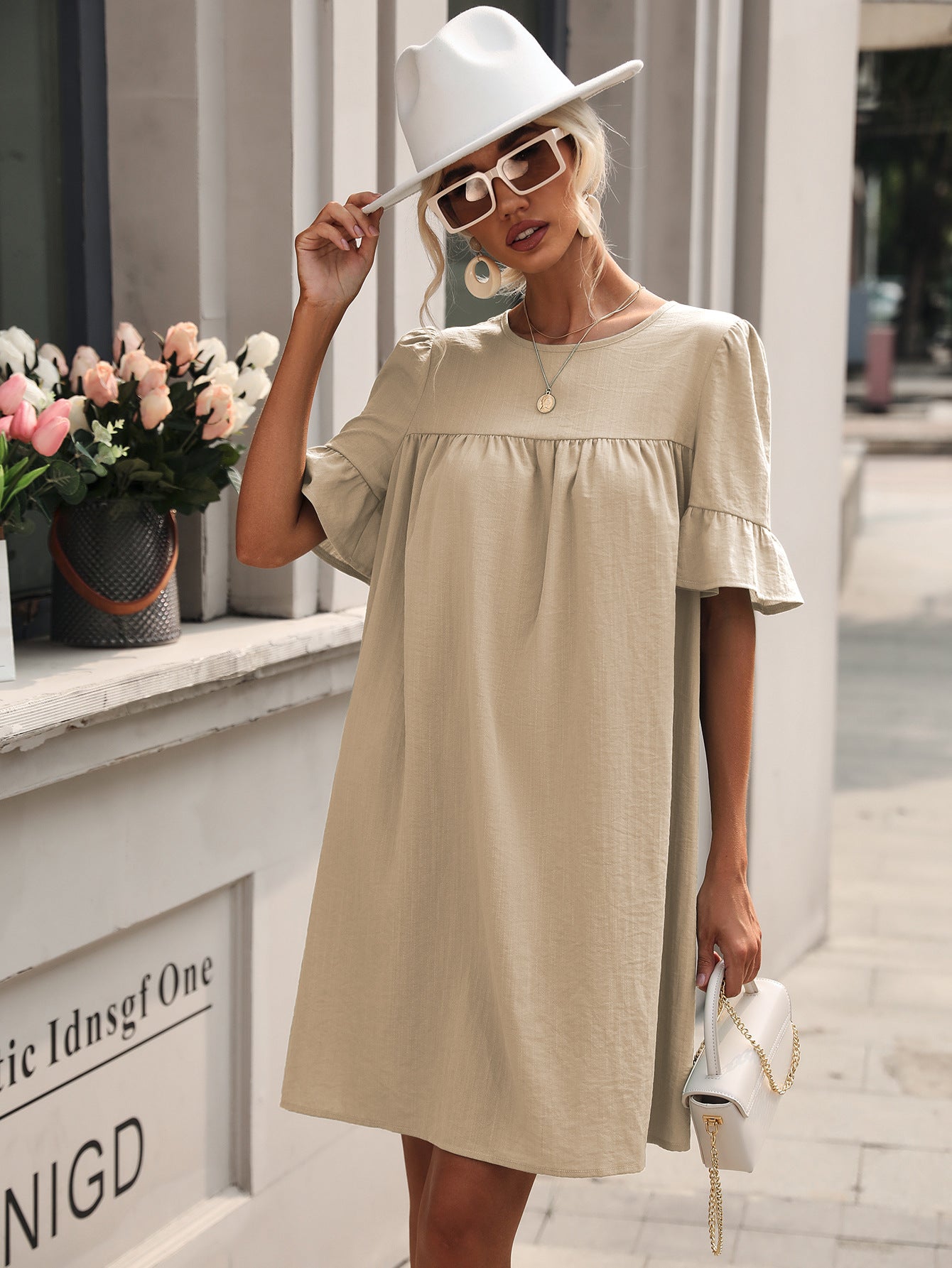 Robe babydoll décontractée pour femmes avec des détails en volants et un tissu doux Chic und Stil
