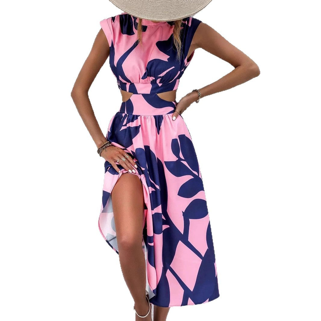 Robe midi d'été pour femmes avec design sans épaules et coupe florale Chic und Stil