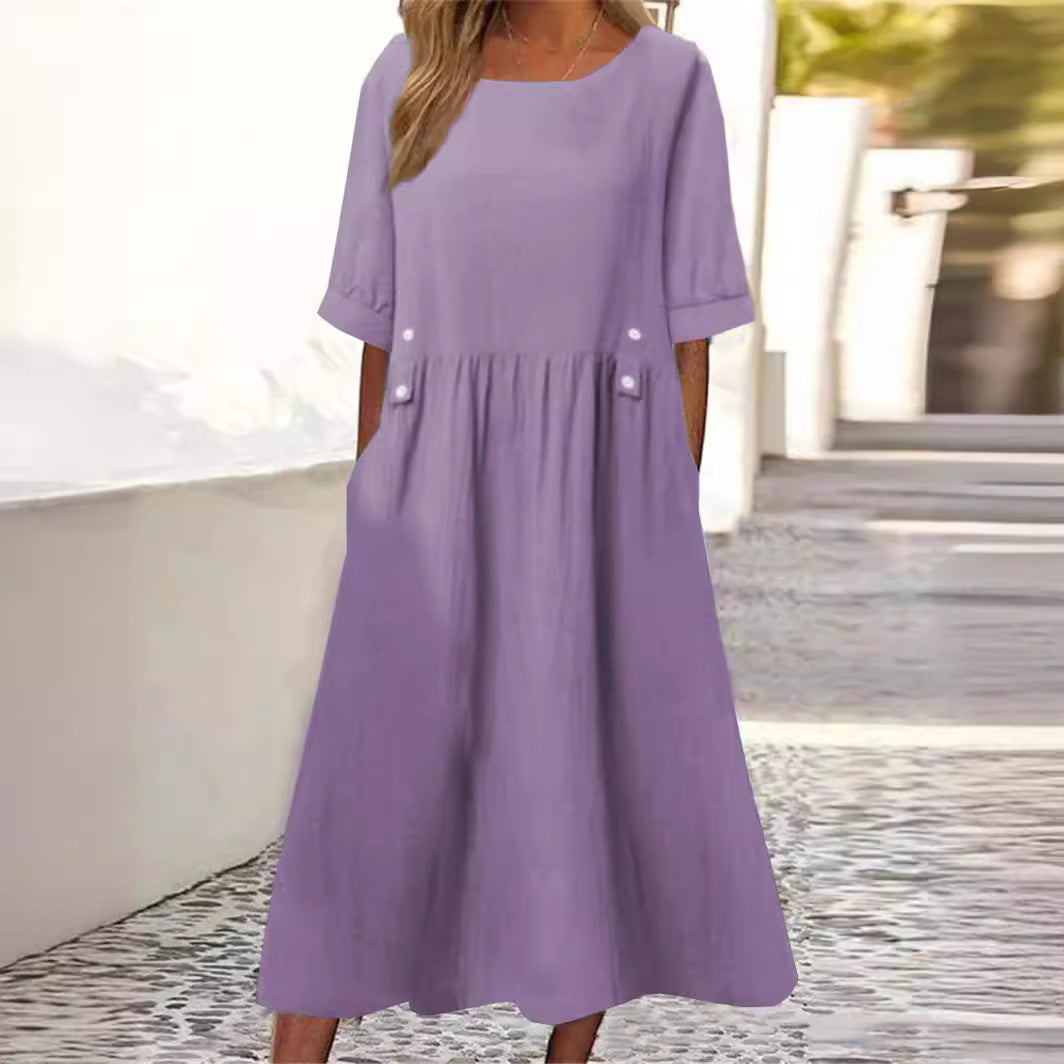 Robe d'été femme simple avec poches pratiques et une coupe décontractée Chic und Stil