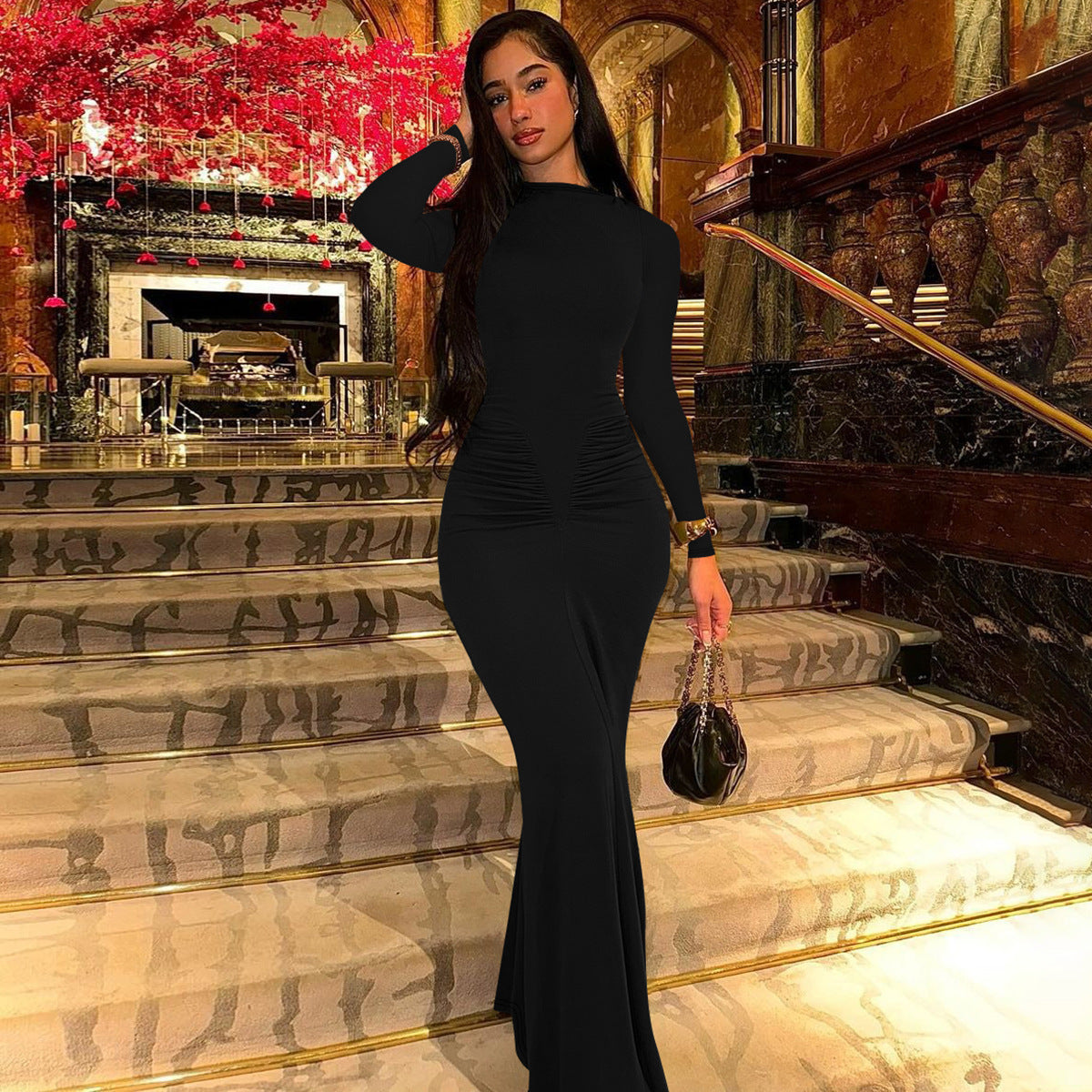 Robe maxi élégante à manches longues Chic und Stil