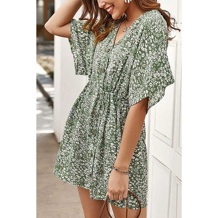 Robe à boutons montée pour femmes à motif floral Chic und Stil