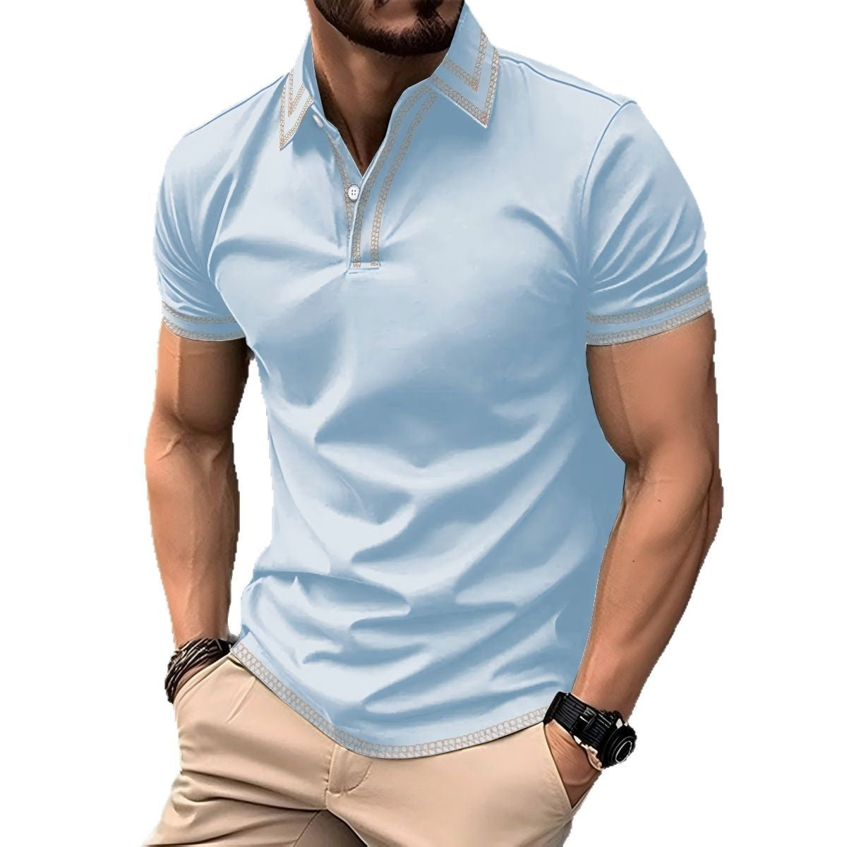 Polo pour homme stylé avec des détails de broderie tendance Chic und Stil