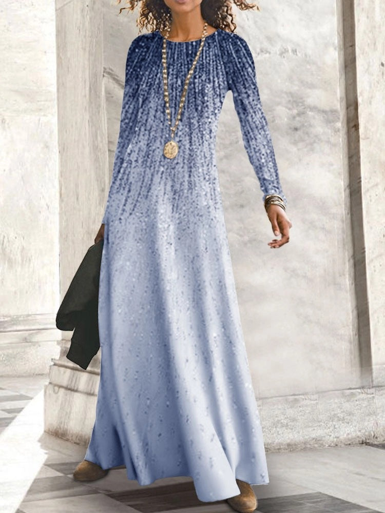 Robe maxi femme avec dégradé de couleurs élégantes et manches longues Chic und Stil