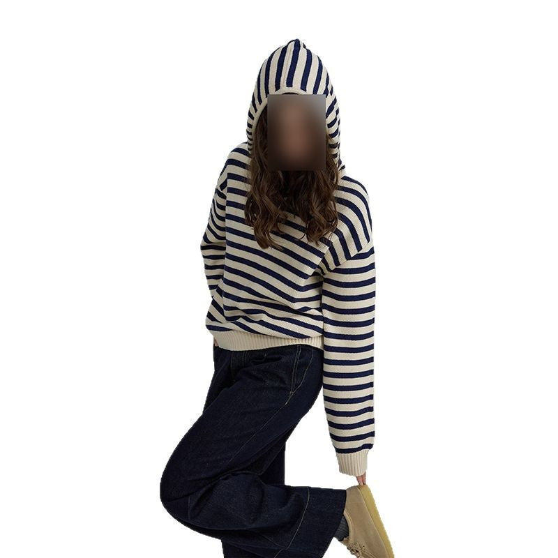 Sweat à capuche rayé court pour femmes Chic und Stil