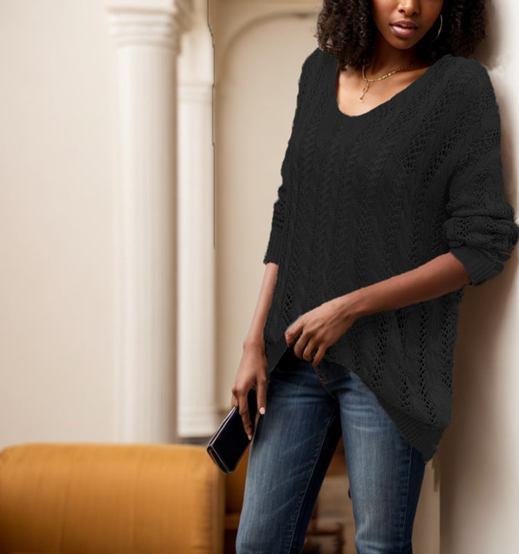 Pull en tricot aérien pour femmes avec structure côtelée et ourlet asymétrique Chic und Stil