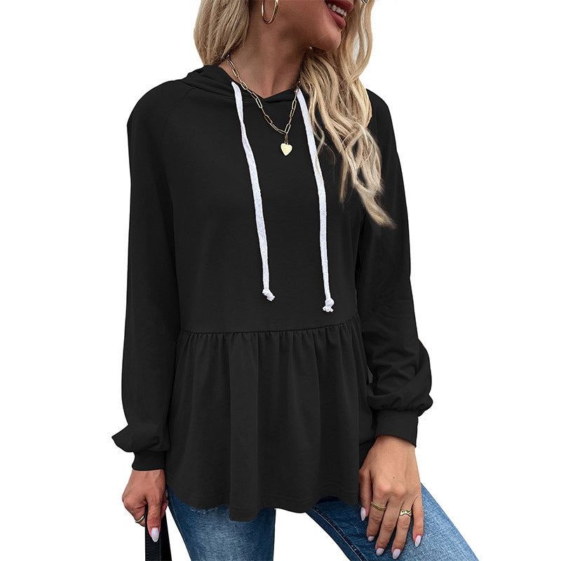 Blouse à capuche décontractée pour femmes avec coupe asymétrique et détails en volants Chic und Stil