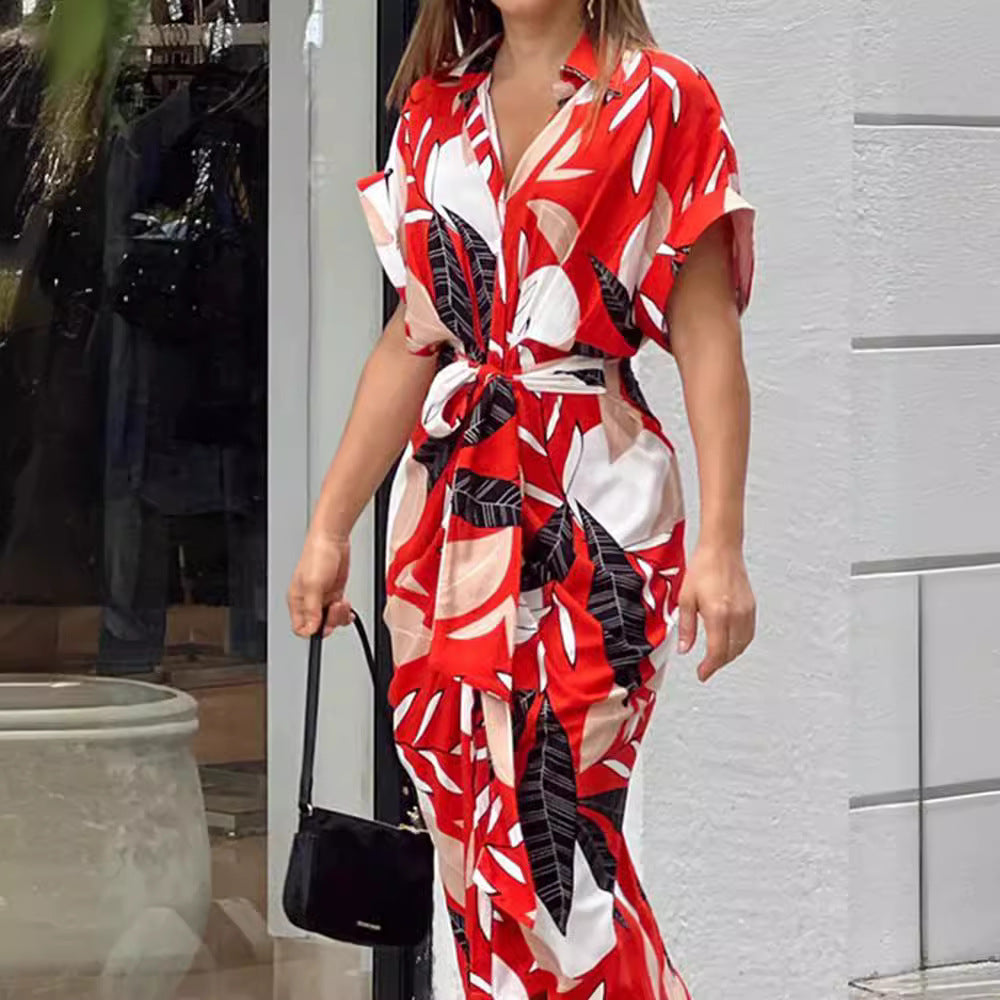 Robe maxi à enroulement et bouton Chic und Stil pour femmes