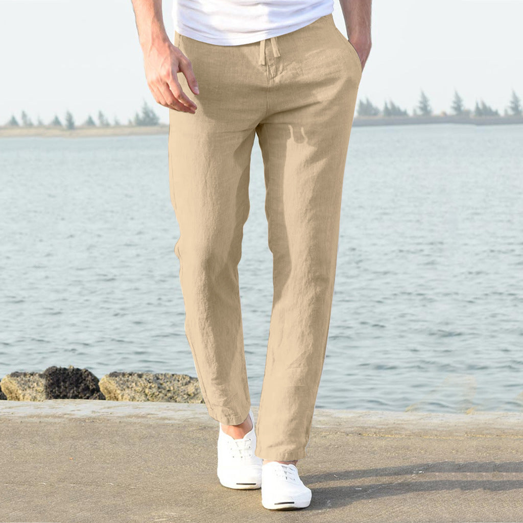 Casual linen pants for men with elastic waistband and side pockets Chic und Stil