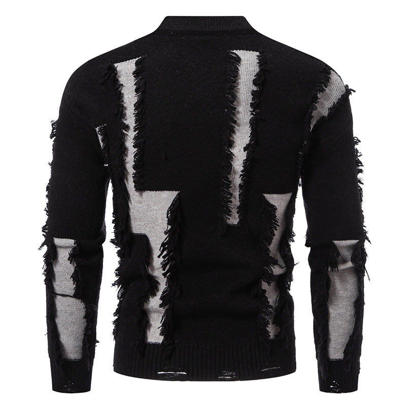 Modern knitted sweater for men with trendy fringes and a unique design Chic and Style