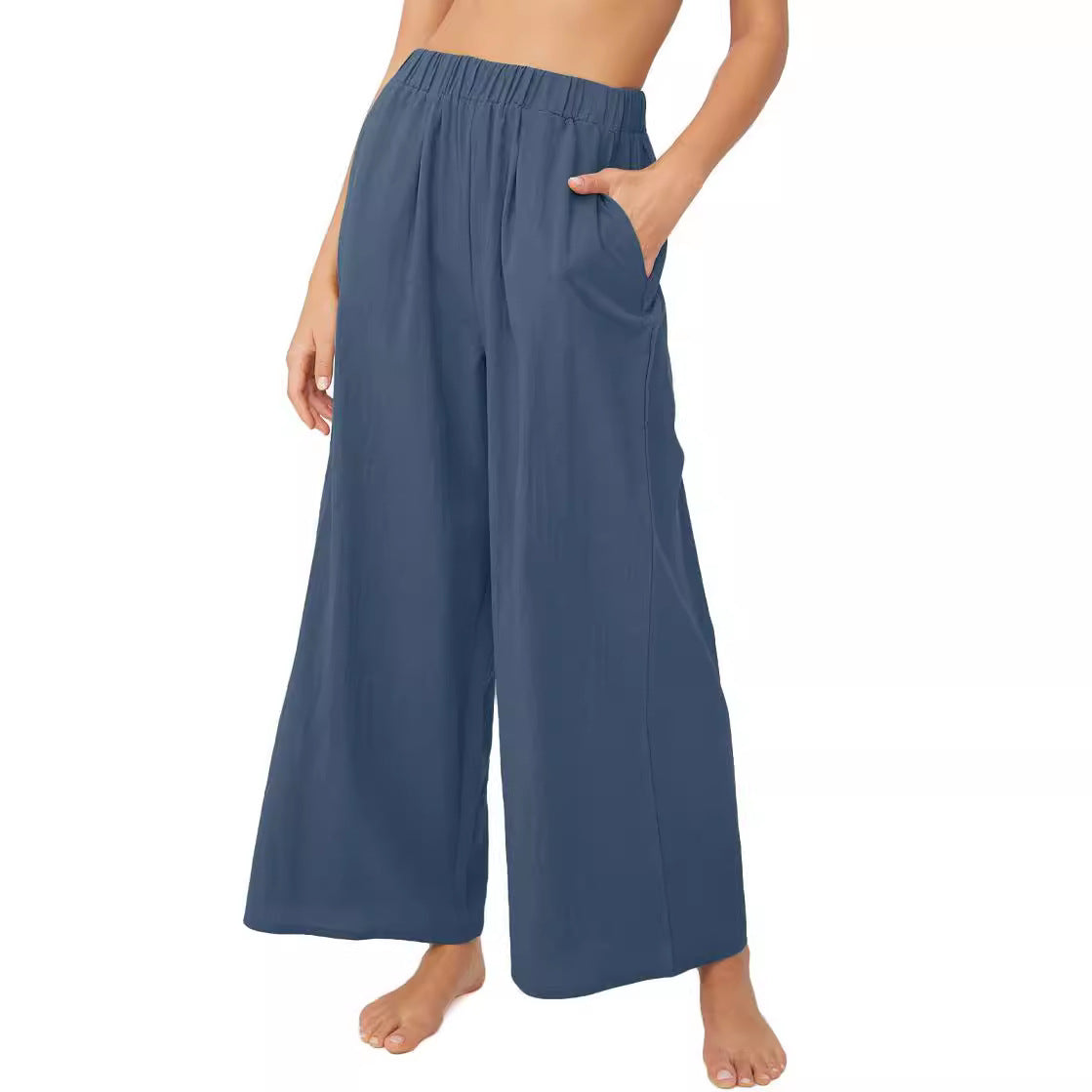 Wide palazzo pants for women with elastic waistband and side pockets Chic and Style