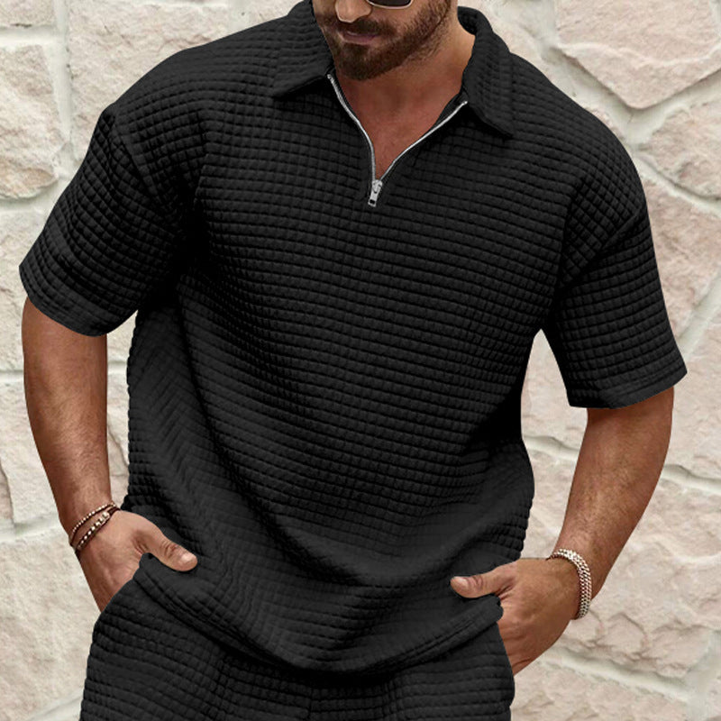 T-shirt polo décontracté pour hommes à manches courtes avec design texturé Chic und Stil