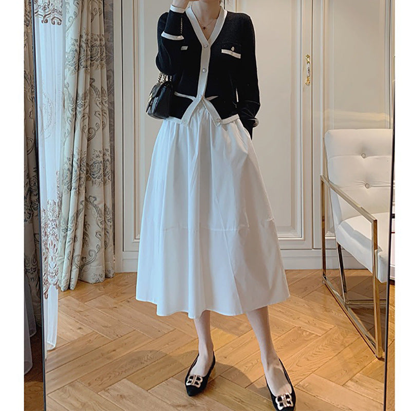 Ensemble de cardigan en tricot élégant pour femme et robe maxi Chic und Stil