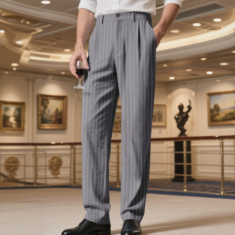 Pantalon de costume élégant pour hommes avec un fin motif à fines rayures et un grand confort de port Chic und Stil