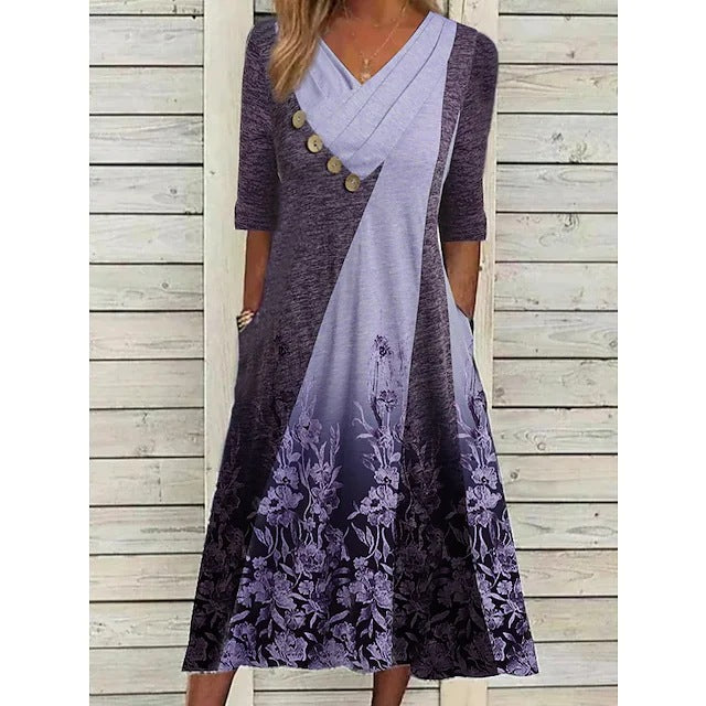 Robe fourreau pour dames avec détails en bouton et effet ombre floral Chic und Stil