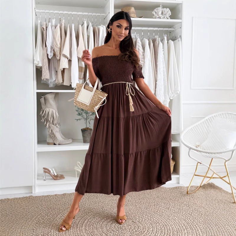 Robe maxi à volants dénudée des épaules Chic und Stil
