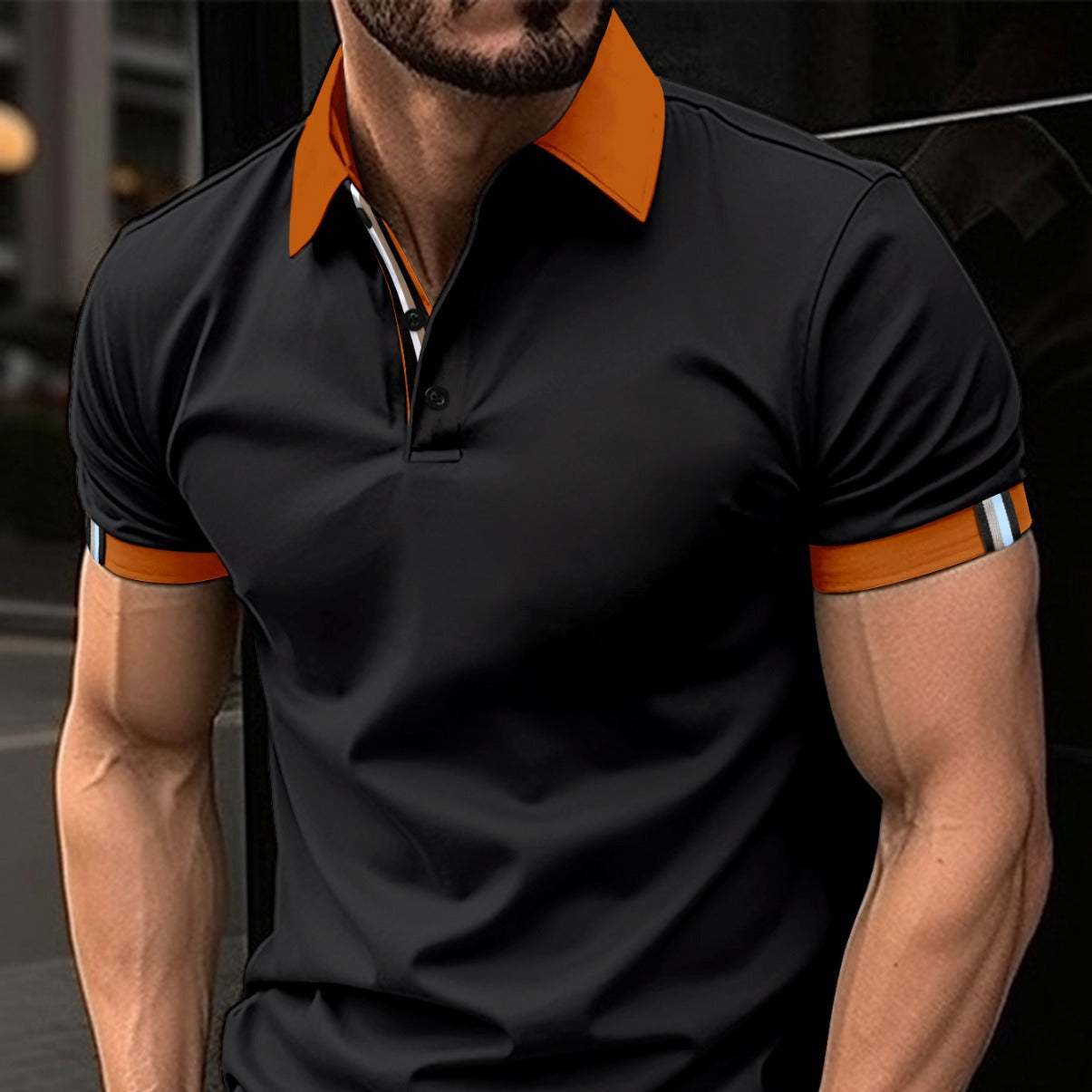 Polo de performance pour homme avec détails contrastés Chic und Stil