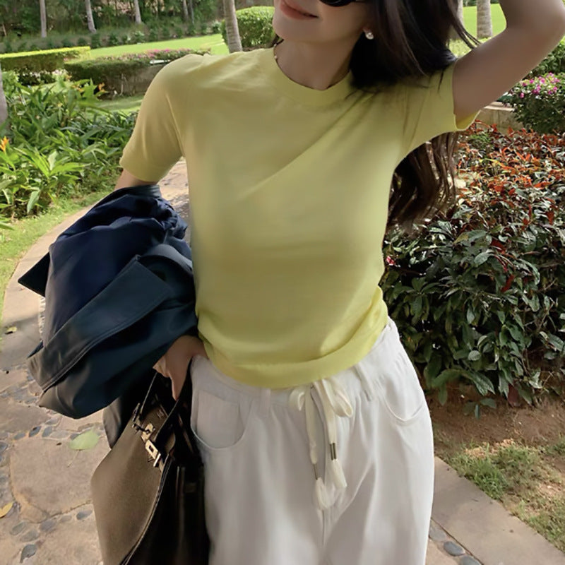 Haut à manches courtes doux pour femmes Chic und Stil