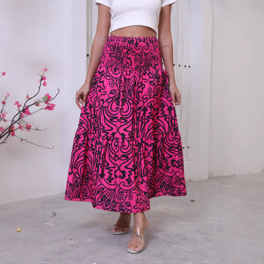 Jupe maxi à volants pour femmes avec ceinture froncée Chic und Stil