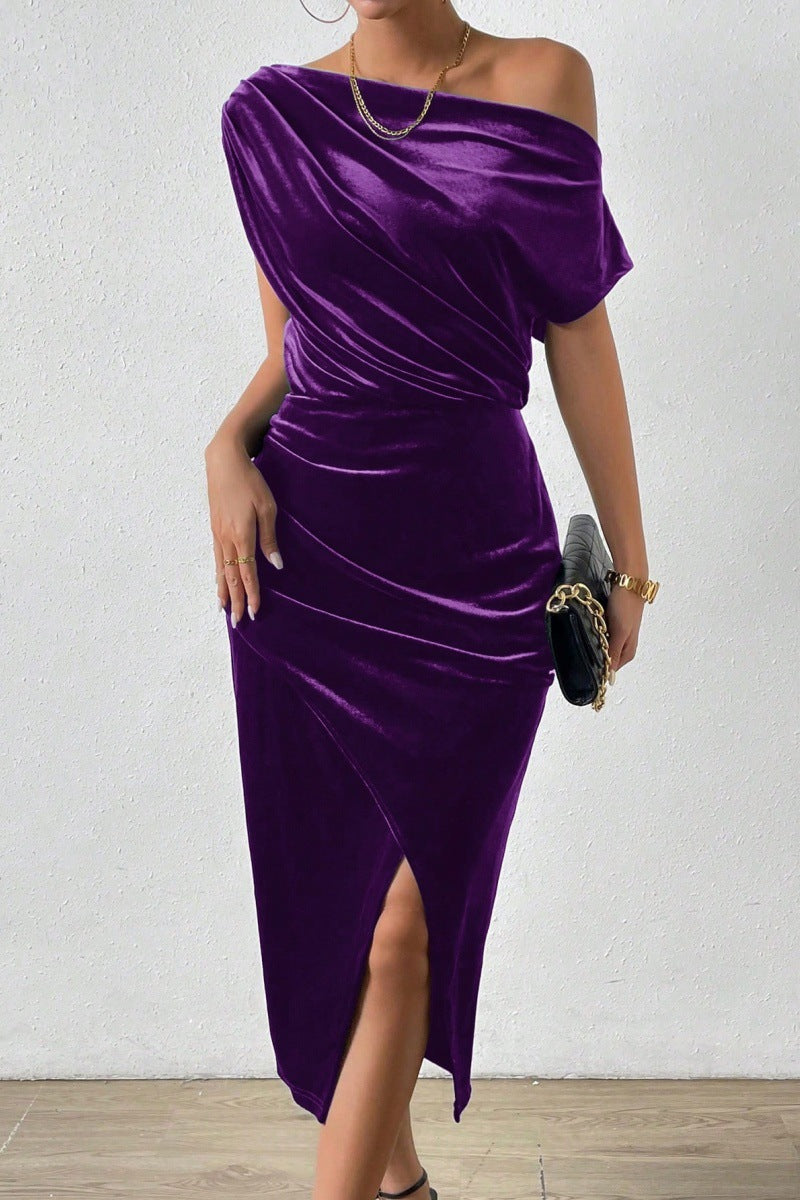 Robe enveloppante élégante pour femmes avec décolleté asymétrique et fente latérale Chic und Stil