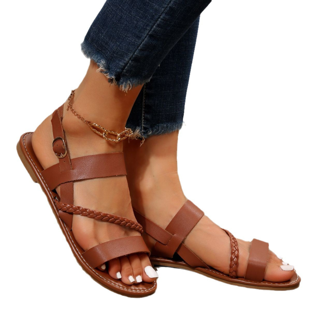 Sandales pour femmes élégantes et confortables à lanières avec détails tressés Chic und Stil