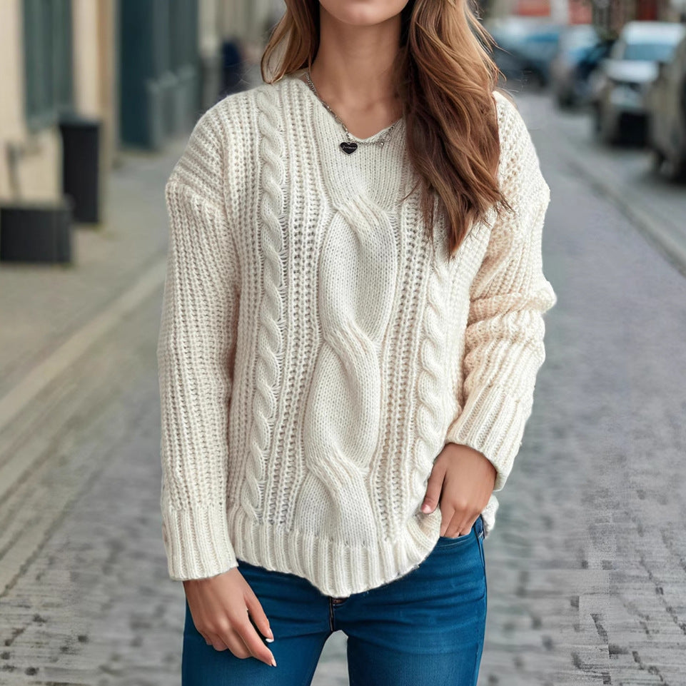 Pull femme en grosse maille avec design tressé créatif et coupe décontractée Chic und Stil