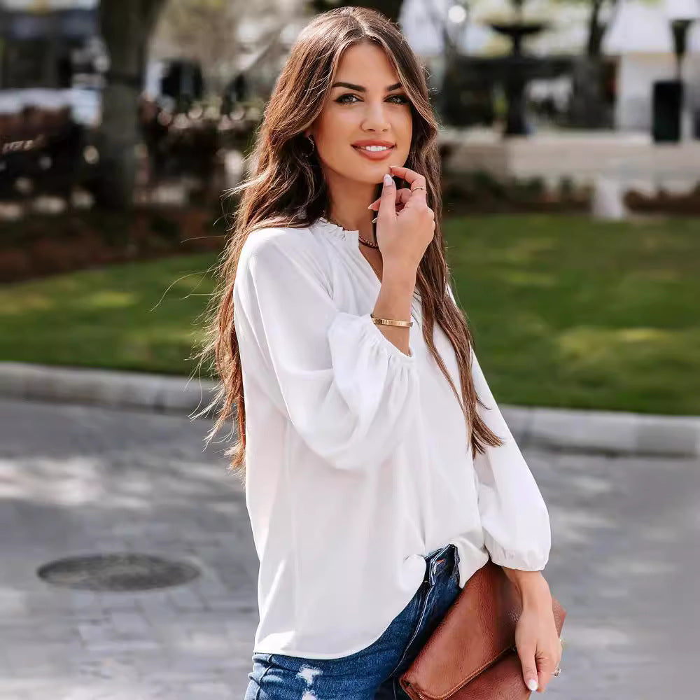 Chemisier pour femmes avec décolleté en V et manches amples Chic und Stil