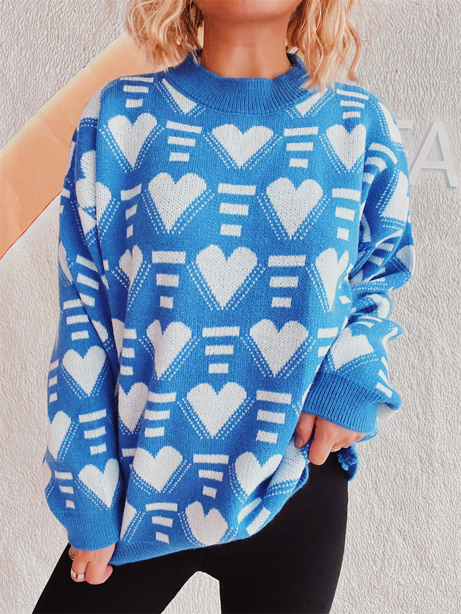 Pull en tricot pour femmes au design moderne en forme de cœur avec une coupe ample Chic und Stil