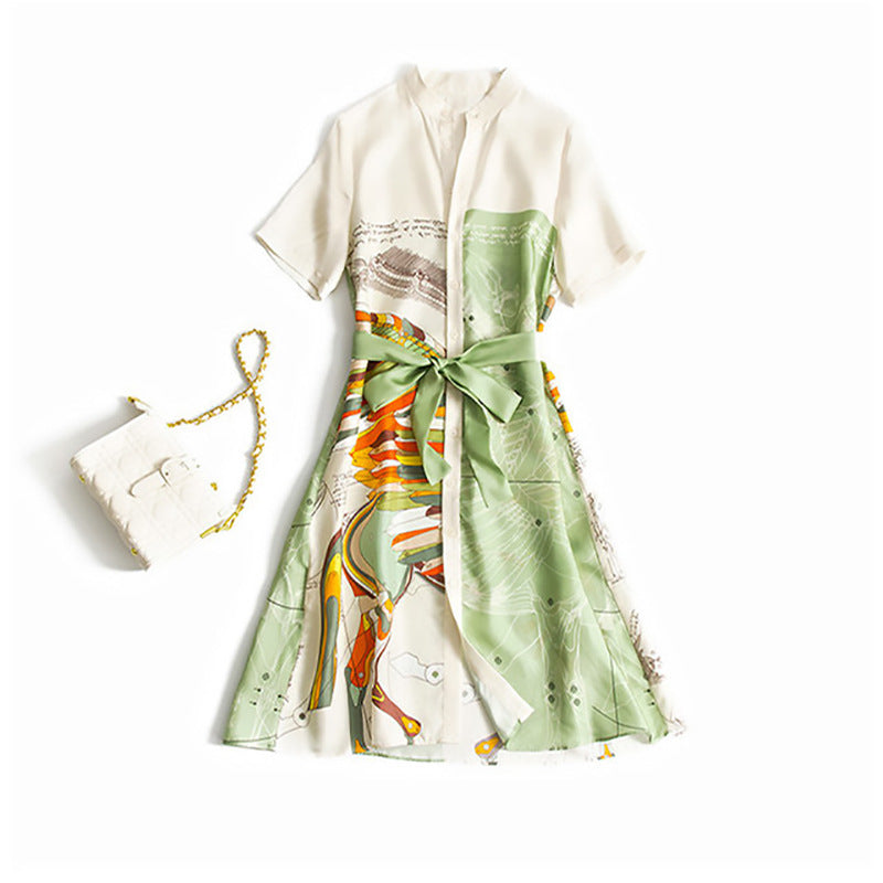Robe midi imprimée artistique pour femmes Chic und Stil