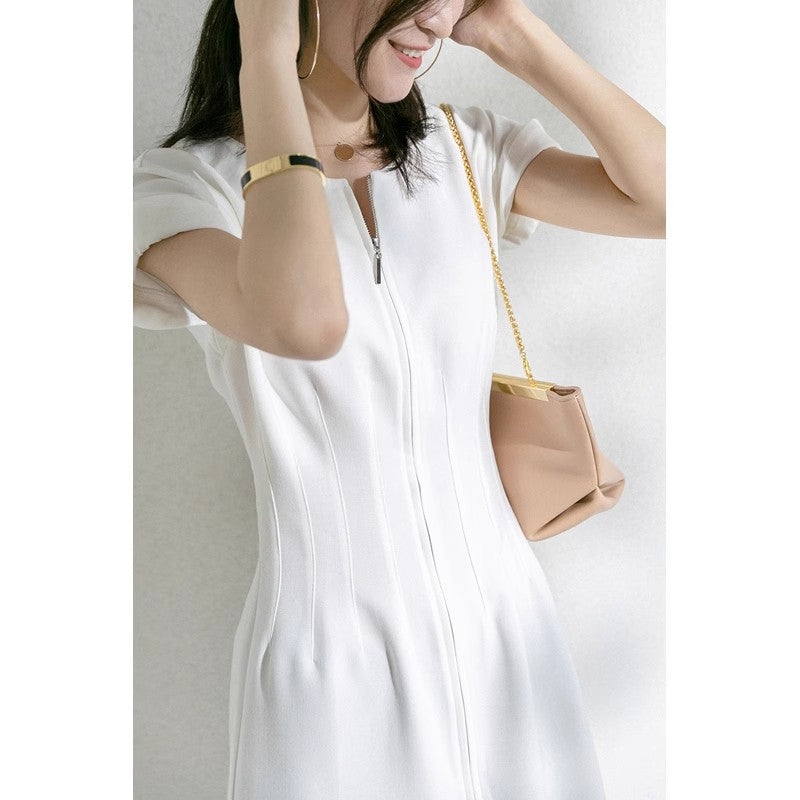 Robe midi élégante à fermeture éclair Chic und Stil pour femmes
