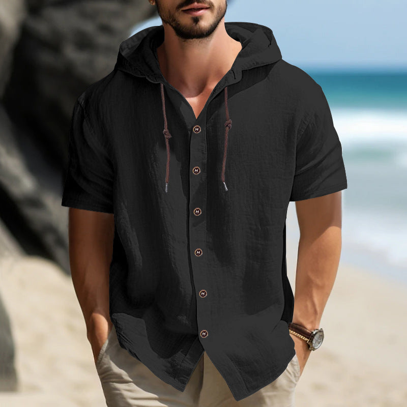 Chemise décontractée à manches courtes pour hommes avec capuche Chic und Stil