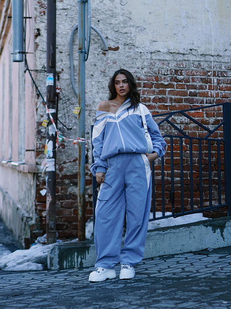 Ensemble de vestes et pantalons sportives pour femmes avec éléments contrastants et coupe confortable Chic und Stil
