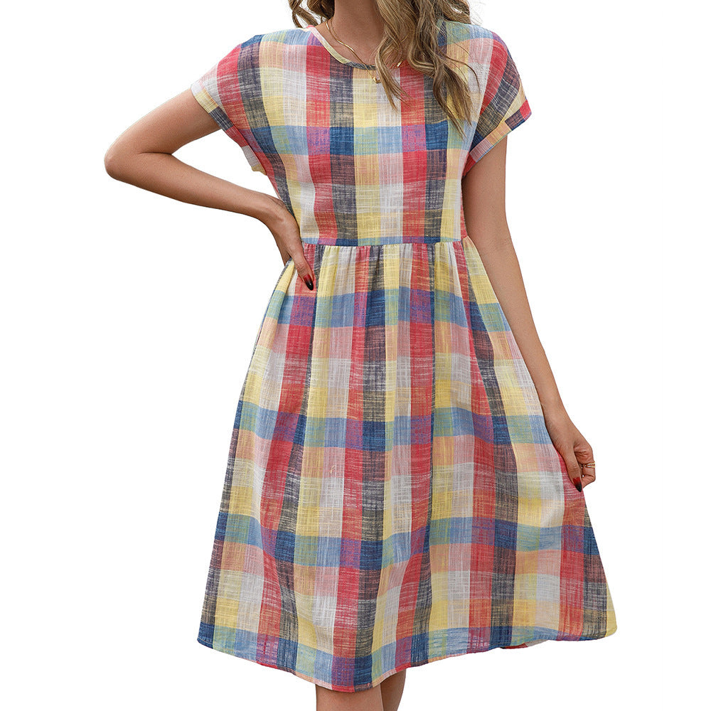 Robe décontractée à carreaux pour femmes en coton léger avec une coupe confortable Chic und Stil