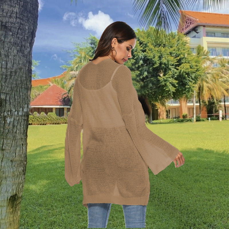 Femme Pull en tricot long à coupe ample et manches confortables Chic und Stil