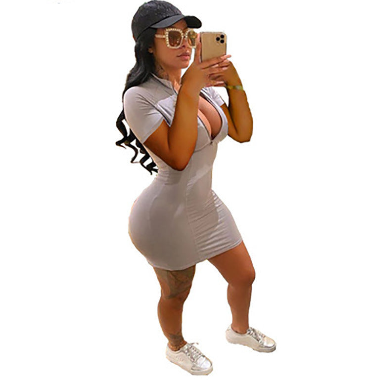 Robe Mini Bodycon Femme avec Détail de Zip Chic und Stil