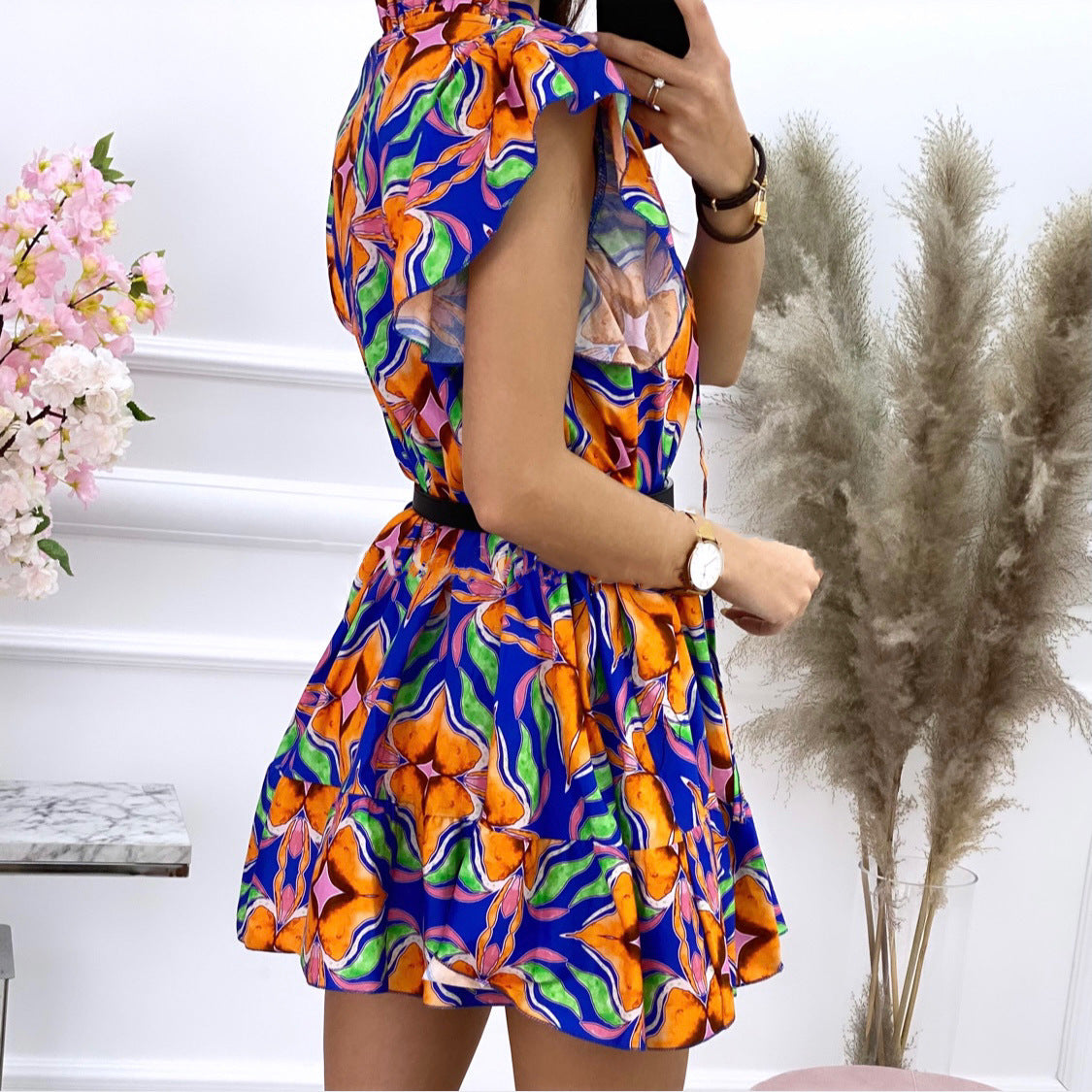Robe maxi évasée à manches flottantes Chic und Stil